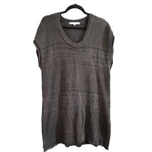 BURNING TORCH Los Angeles Gray Raw Hem Sleeveless Tunic Sweater Mini Dress - M